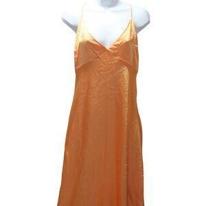 A&F Baby Doll Midi Slip Dress Large Orange Tie Back Y2K Feminine Soft Girl